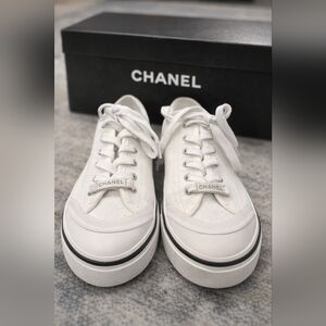 Chanel White Canvas Sneakers VG34760 UK39 Or US8.5 NO Box
